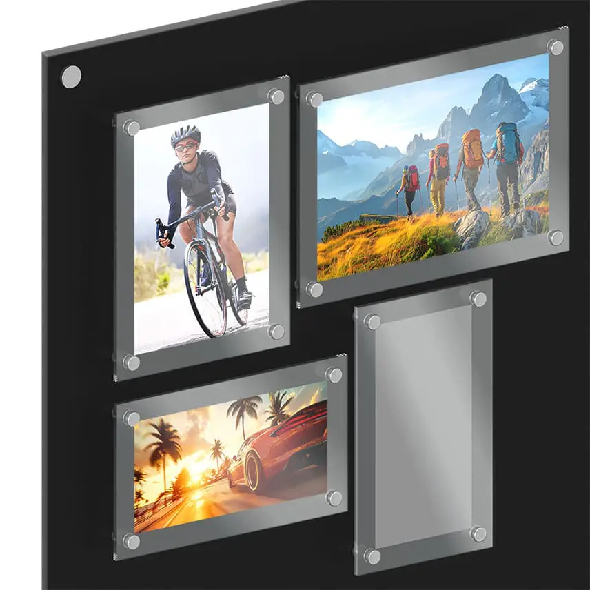 DC1235 Collage Art/Photo Wall Display Concept with Frameless Acrylic Frames