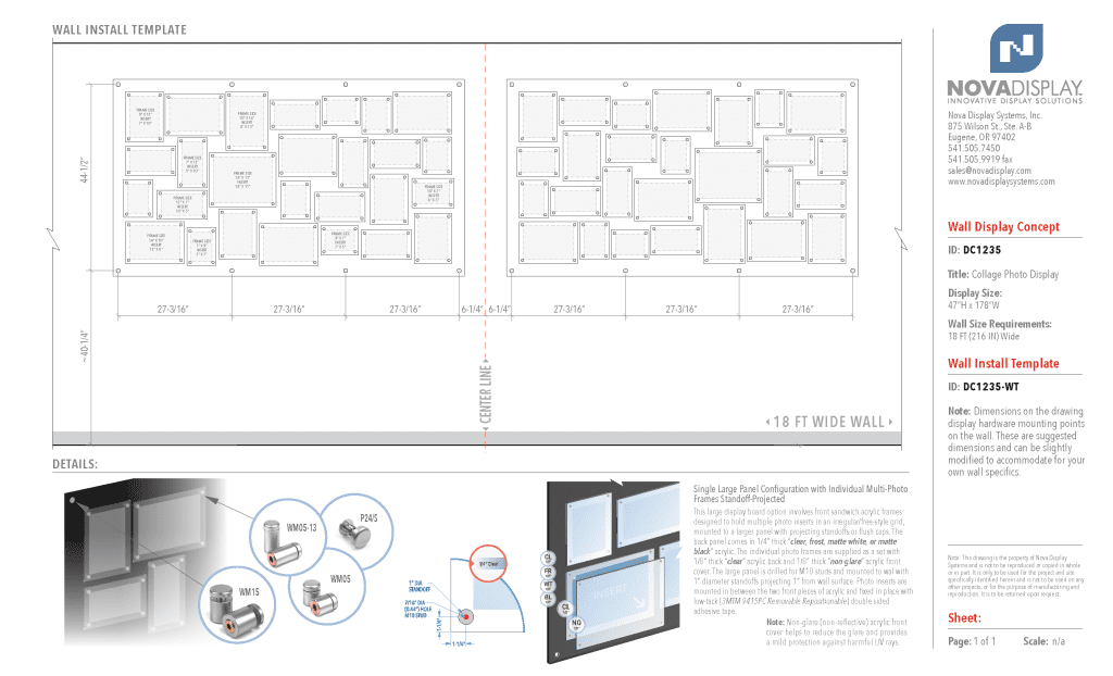 DC1235 Collage Art/Photo Wall Display Concept with Frameless Acrylic Frames