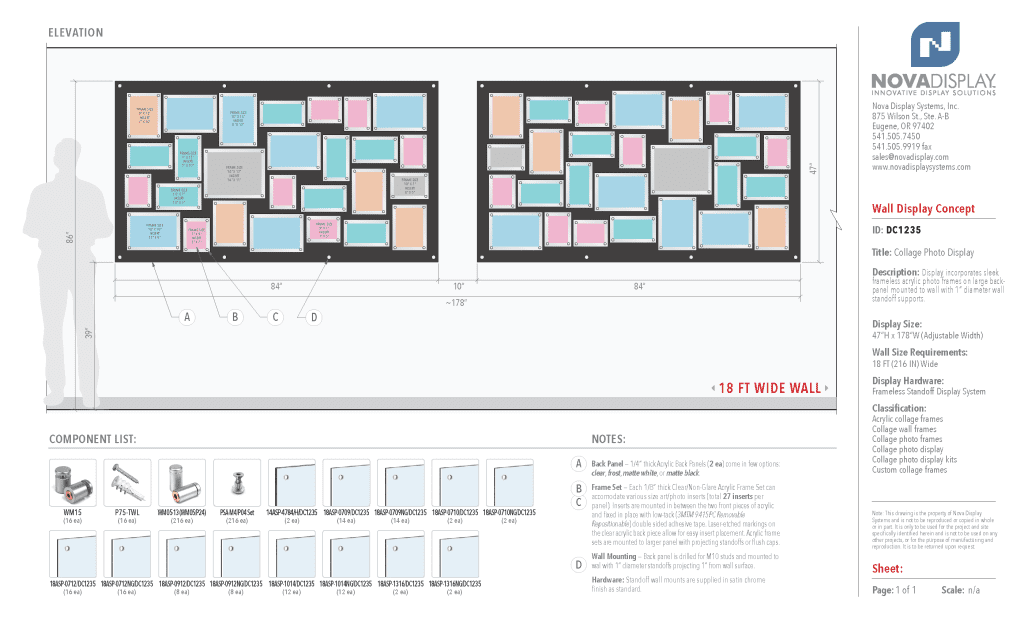 DC1235 Collage Art/Photo Wall Display Concept with Frameless Acrylic Frames