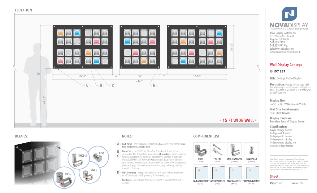 DC1237 Collage Photo Wall Display Concept with Frameless Acrylic Frames