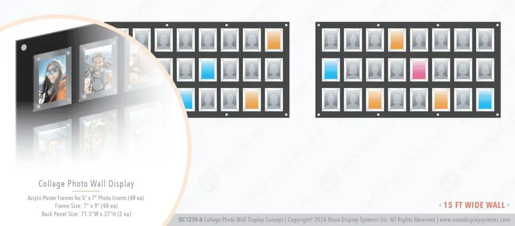DC1239-A Collage Photo Wall Display Concept with Frameless Acrylic Frames