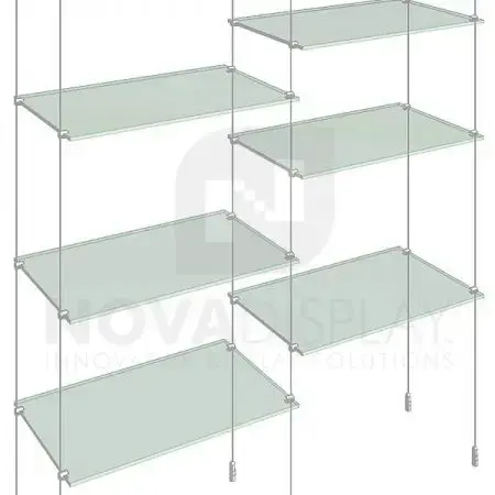 Cable Suspended Display Shelf Kit with 5-10mm Tempered Glass Shelves