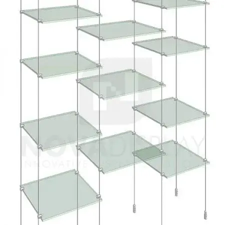 Cable Suspended Shelves | Display Kit with Polished Edge Glass Shelves