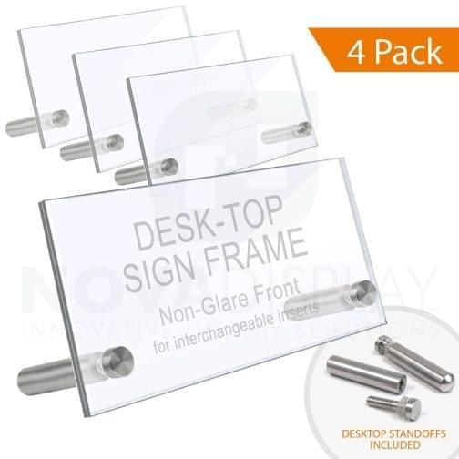 Desktop Acrylic Sign Frame. Set of 1/8″ Clear & 1/8″ Non-Glare Acrylic Blanks with Laser-Cut Polished Edges