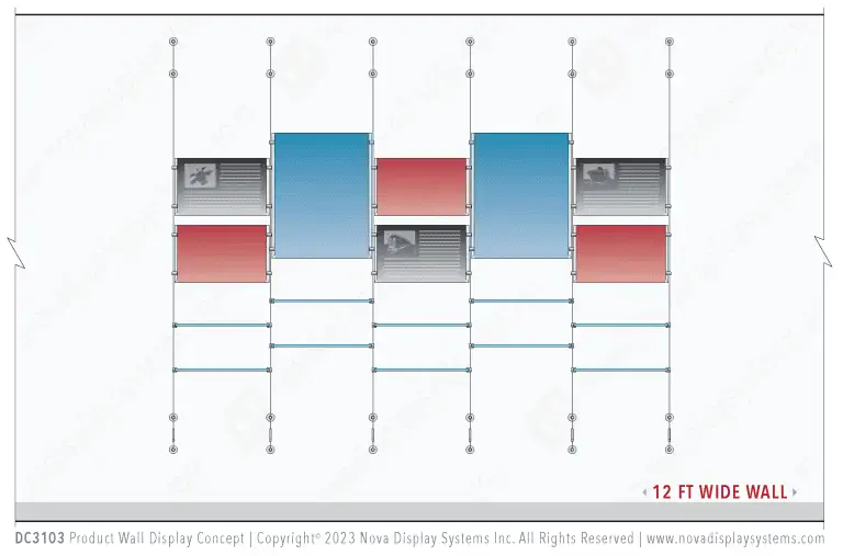 DC3103 Product Wall Display Concept – 12ft Wall | Display Ideas