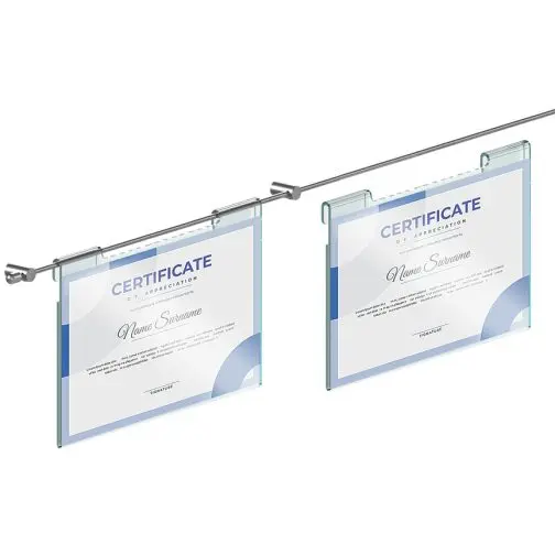 Recognition Wall Display with Hook-on Acrylic Holders for 8.5×11 Inserts