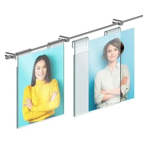 Photo Wall Display with Hook-on Acrylic Holders for 4″ x 6″ Photo Inserts