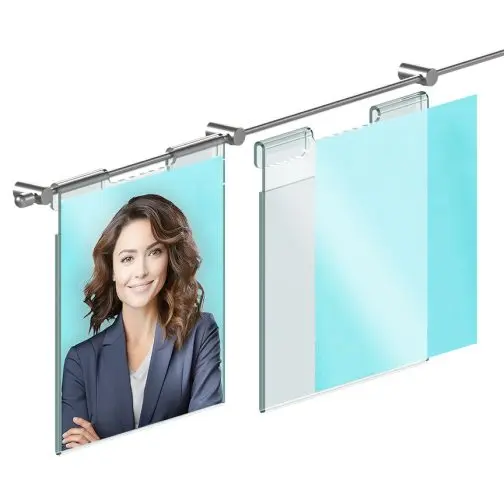 Photo Wall Display with Hook-on Acrylic Holders for 4″ x 6″ Photo Inserts