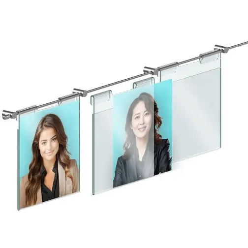 Photo Wall Display with Hook-on Acrylic Holders for 4″ x 6″ Photo Inserts