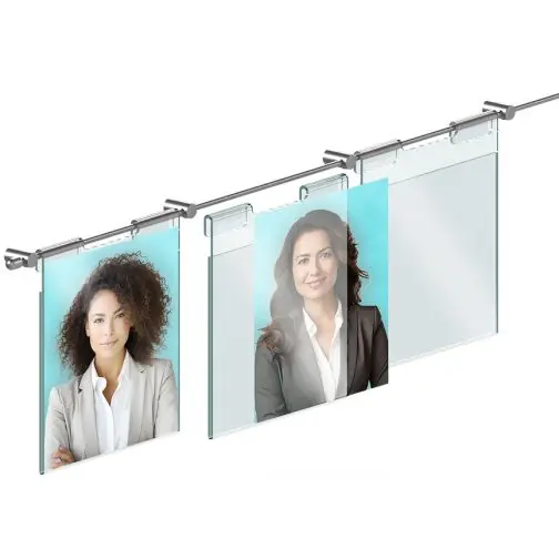 Photo Wall Display with Hook-on Acrylic Holders for 4″ x 6″ Photo Inserts