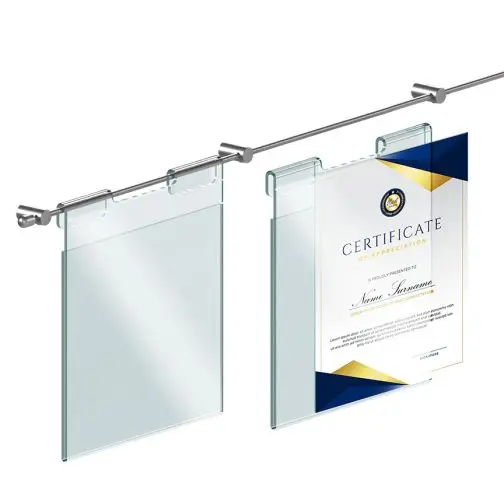 Recognition Wall Display with Hook-on Acrylic Holders for 8.5×11 Inserts