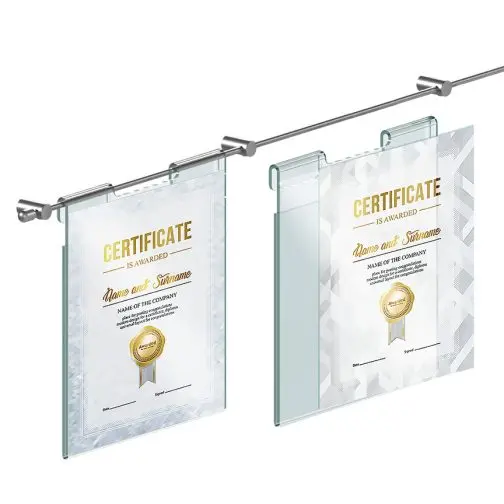 Recognition Wall Display with Hook-on Acrylic Holders for 8.5×11 Inserts