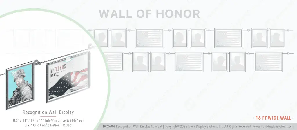 DC2604 Recognition Wall Display / Wall Display Idea Concept / Wall of Honor Display