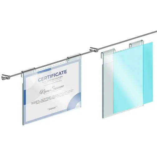 Recognition Wall Display with Hook-on Acrylic Holders for 8.5×11 Inserts