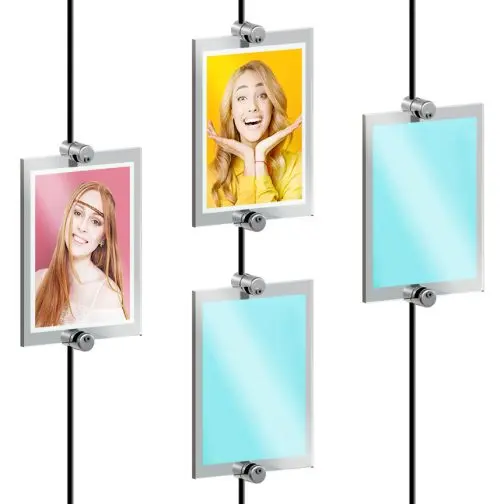 Photo Wall Display with Vertical Acrylic Frames