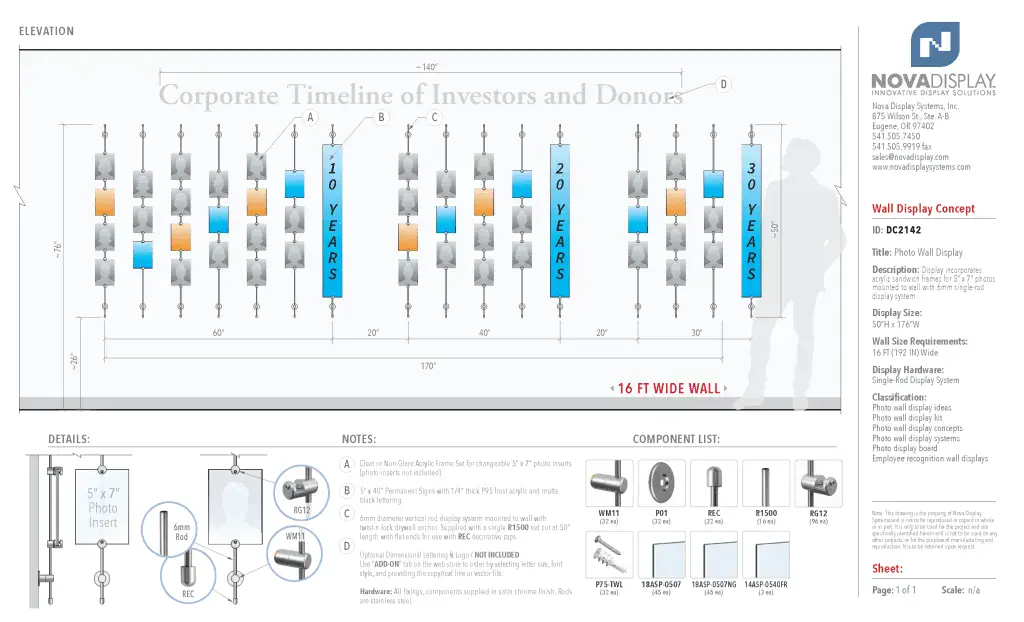 DC2142 Photo Wall Display / Wall Display Idea Concept / Corporate Timeline of Investors and Donors