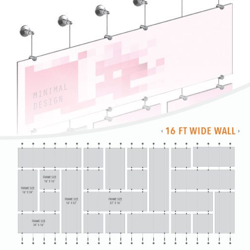 DC2701 Infographic Wall Display with Acrylic Sandwich Frames (16FT WALL)