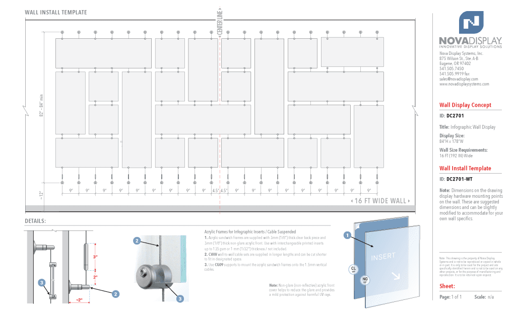 DC2701 Infographic Wall Display with Acrylic Sandwich Frames (16FT WALL)