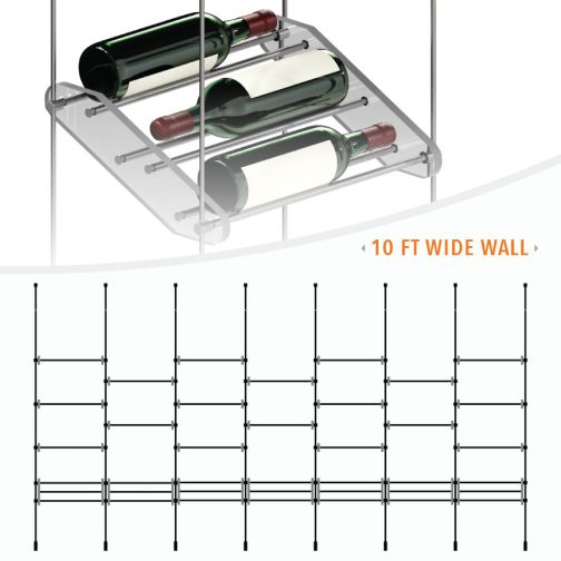 DC3302 Wine-Cellar Display Rack with Rod Suspended Shelves (10FT WALL)