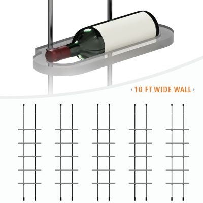 DC3303 Wine-Cellar Display Rack with Rod Suspended Shelves (10FT WALL)