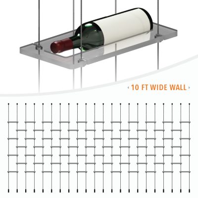 DC3305 Wine-Cellar Display Rack with Cable Suspended Shelves (10FT WALL)