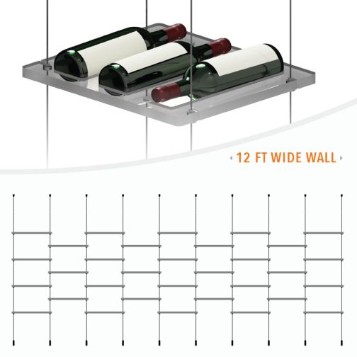 DC3306 Wine-Cellar Display Rack with Cable Suspended Shelves (12FT WALL)