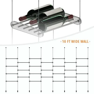 DC3311 Wine-Cellar Display Rack with Cable Suspended Shelves (10FT WALL)