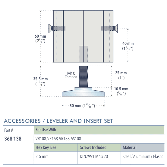 Specifications for 368-138