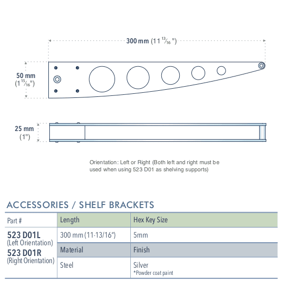 Specifications for 523-D01
