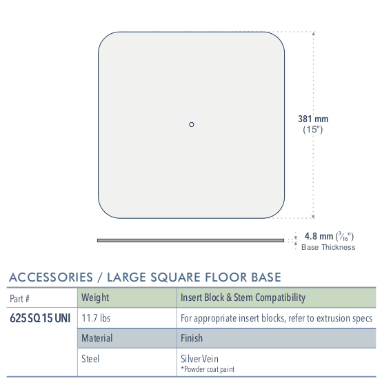 Specifications for 625SQ15-UNI