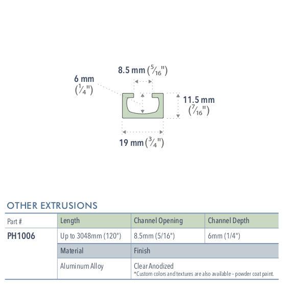 Specifications for PH1006/72/L