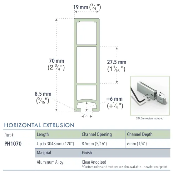 Specifications for PH1070/-/L/C