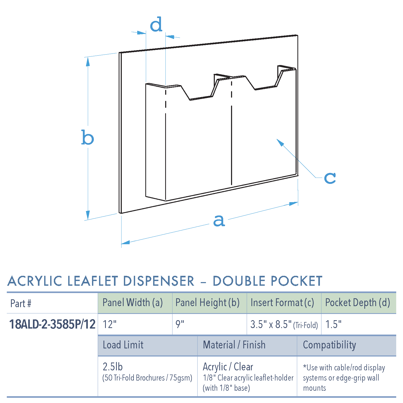 Specifications for 18ALD-2-3585P-12