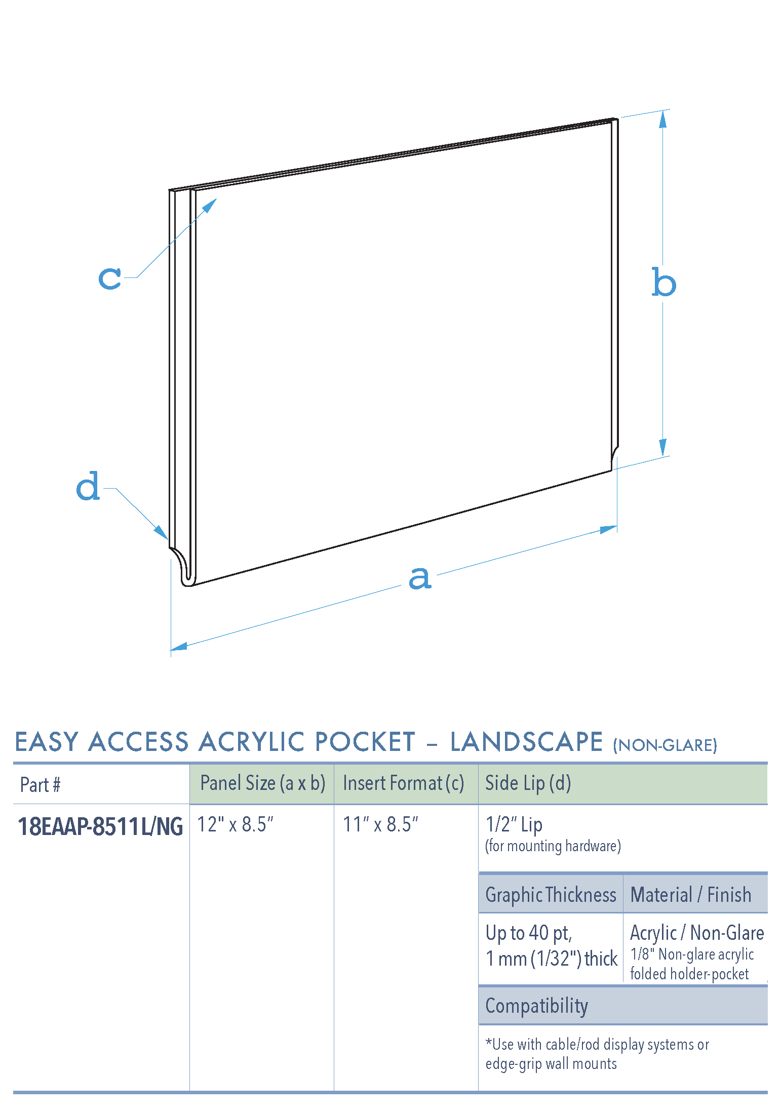 Specifications for 18EAAP-8511L-NG
