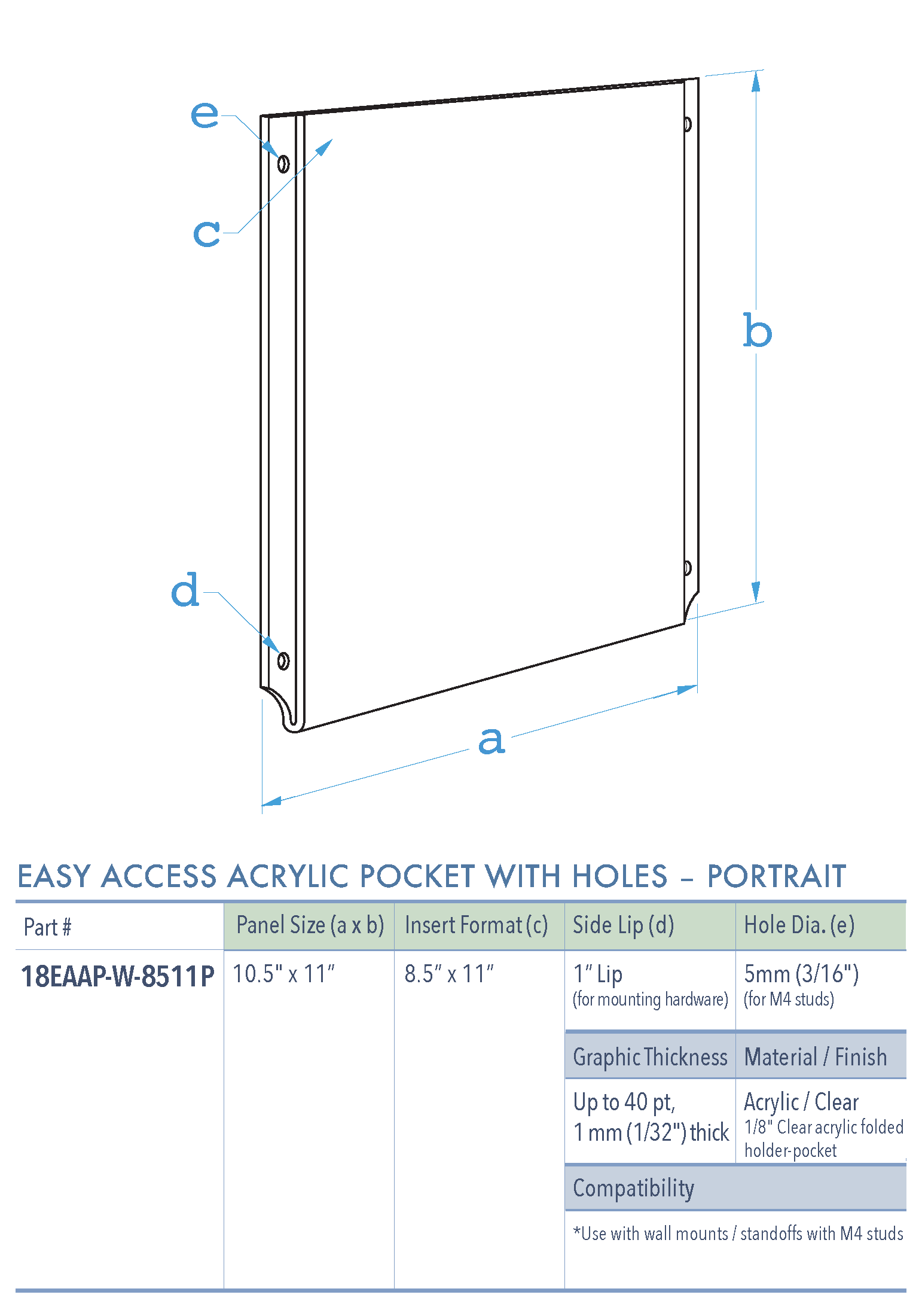 Specifications for 18EAAP-W-8511P