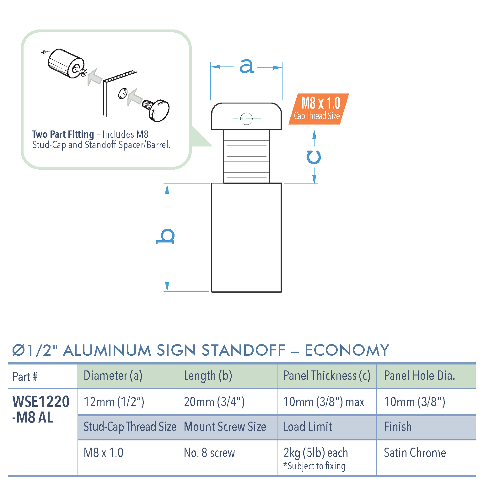 Specifications for WSE1220-M8-AL