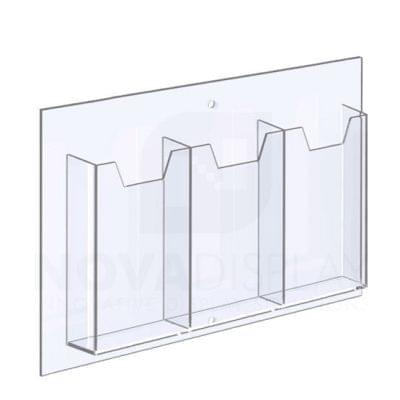 14ALD-3-3585P-IP 1/8″ Clear Acrylic Leaflet Dispenser / Literature Holder – Treble Pocket