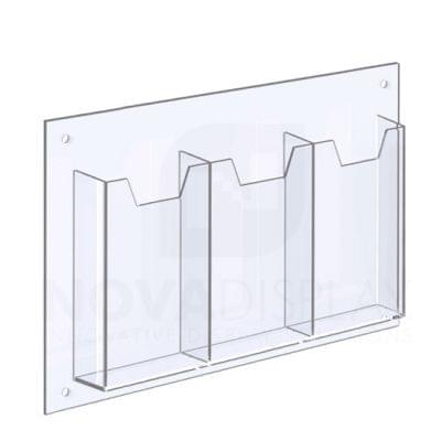14ALD-3-3585P-RS 1/8″ Clear Acrylic Leaflet Dispenser / Literature Holder – Treble Pocket