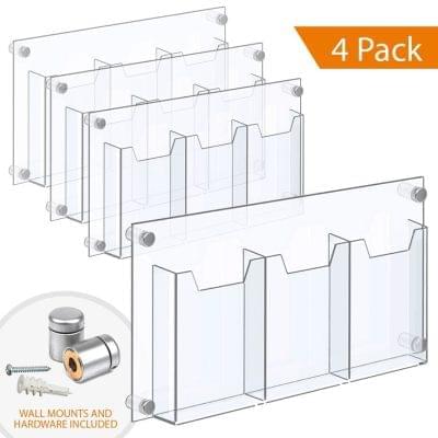1/8″ Clear Acrylic Leaflet Dispenser / Literature Holder – Treble Pocket