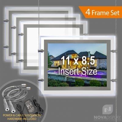 LP-8511L Glow-Edge LED Backlit Window Display with Cable Suspension Set / Insert Size 11" x 8.5"