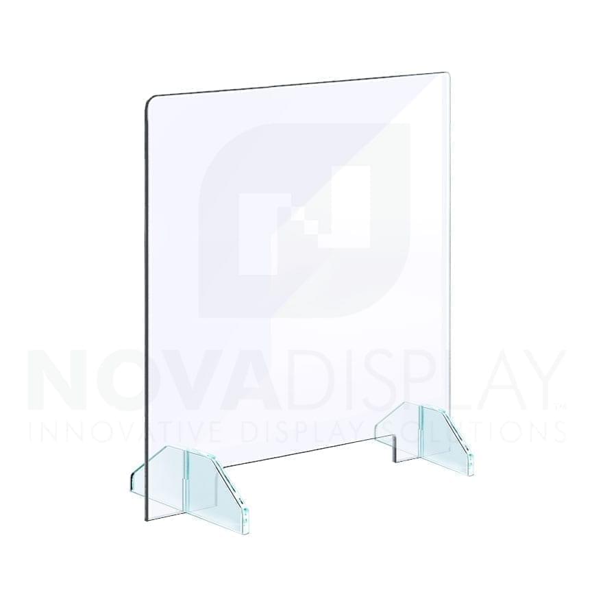 Clear Acrylic Sneeze Guard with Removable Acrylic Base / Free-standing