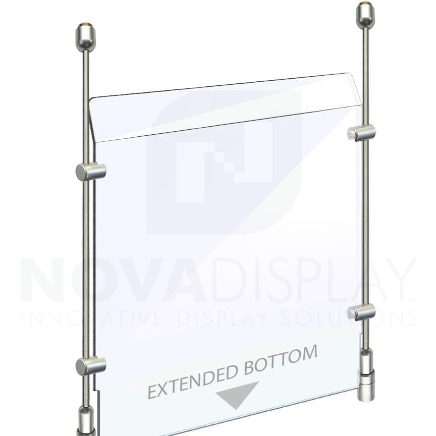 Countertop Acrylic Sneeze Guard / Modular – Suspended on 6mm Dia. Rod Display Systems (up to 10 feet high)