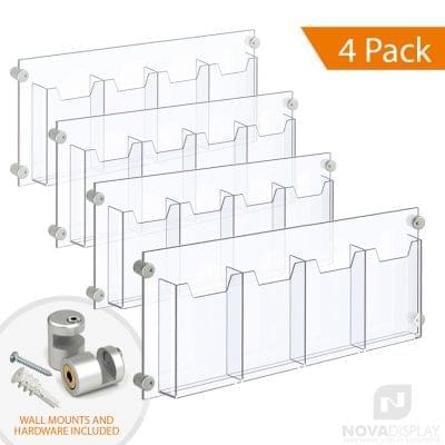 Acrylic Leaflet Dispenser – Four Pockets / Edge-Grip Wall Mounted. Insert Size: 6.5″W x 8.5″H Bi-Fold / QTY 4