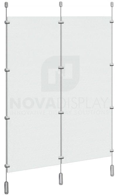 Cable Suspended Partition with Colorless/Frosted Acrylic Panels / Double Section