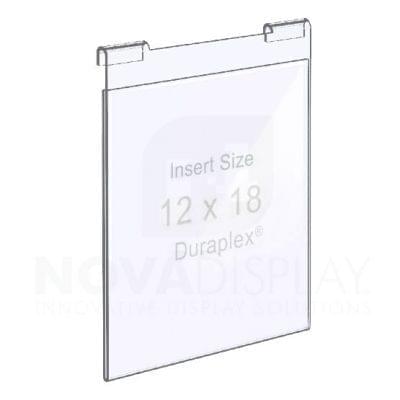 Impact-Resistant Hook-on Acrylic Pocket – Portrait. Insert Size: 12″W x 18″H