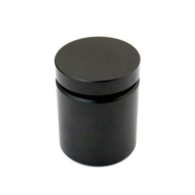 1″ Dia. x 1″ Aluminum Sign Support (3-Part Standoff with M6 Stud-Cap) / Satin Black Finish