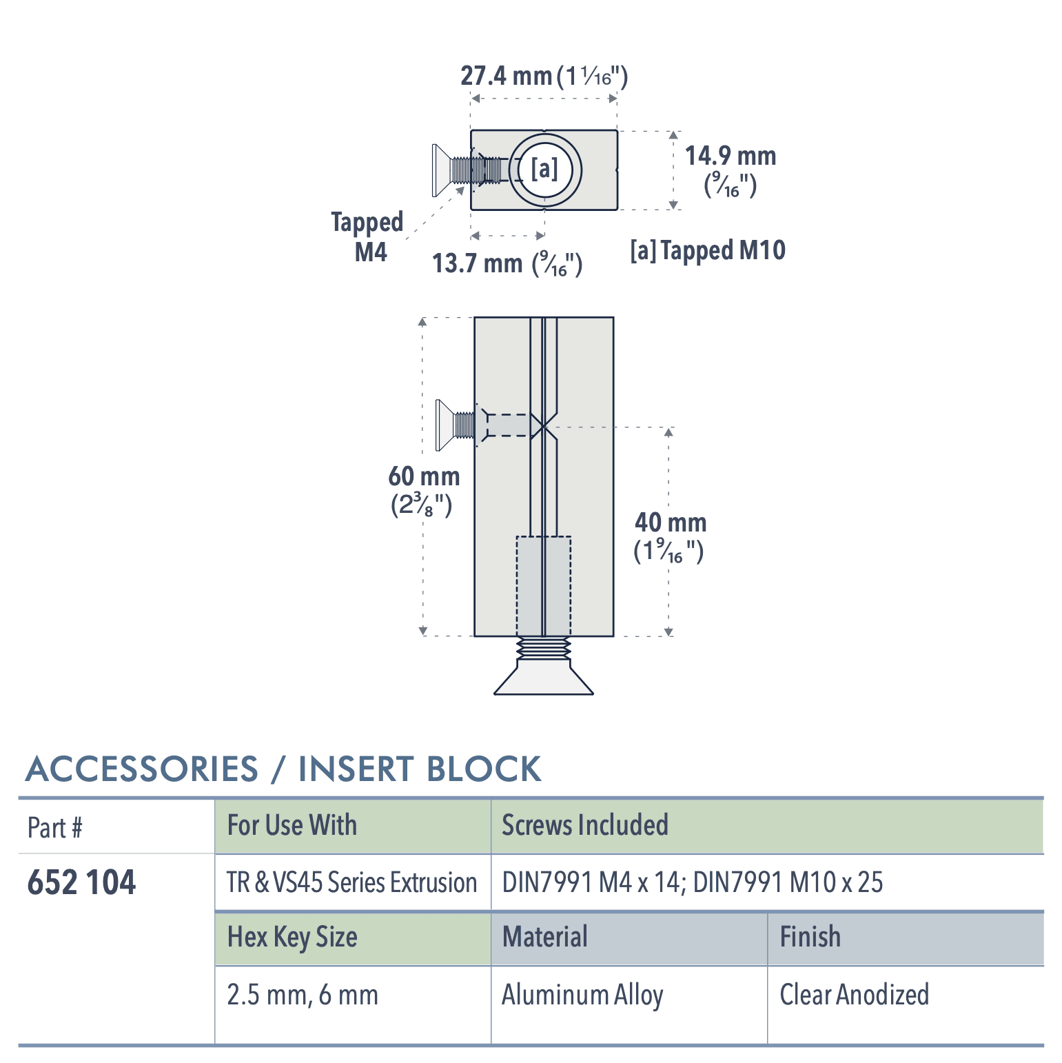 Specifications for 652-104