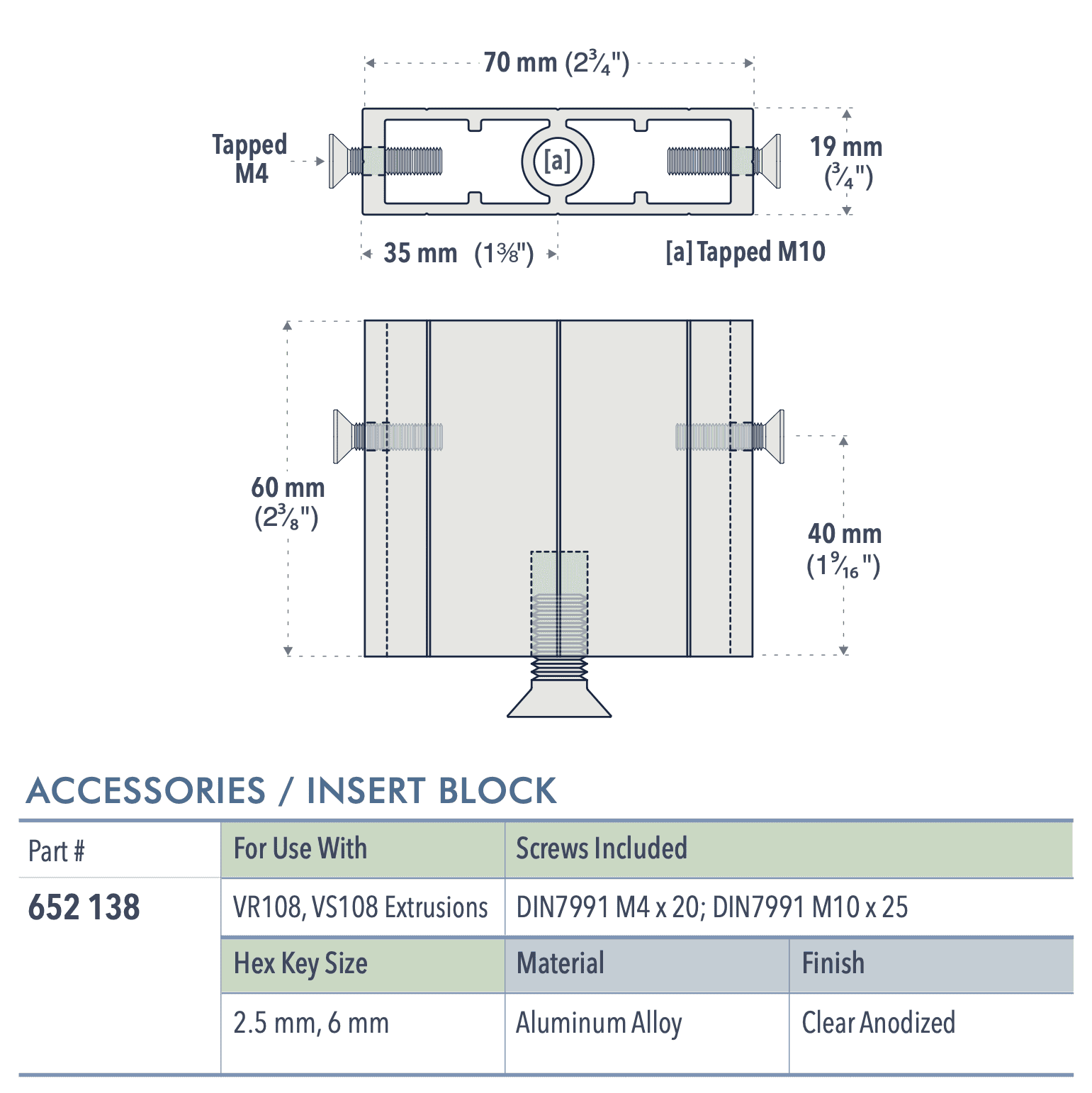 Specifications for 652-138