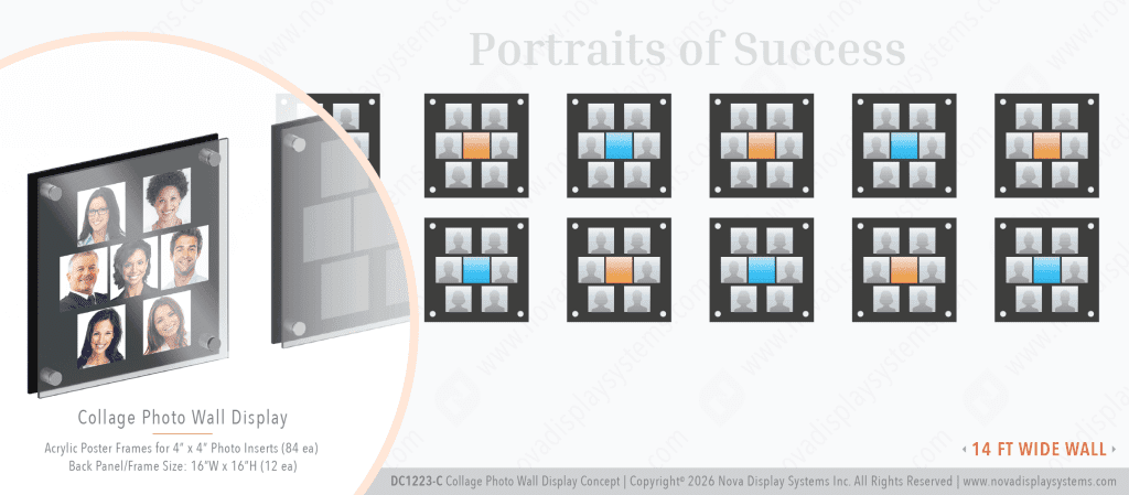 DC1223-C Collage Photo Wall Display Concept with Frameless Acrylic Frames