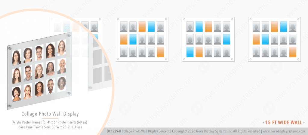 DC1229-B Collage Photo Wall Display Concept with Frameless Acrylic Frames